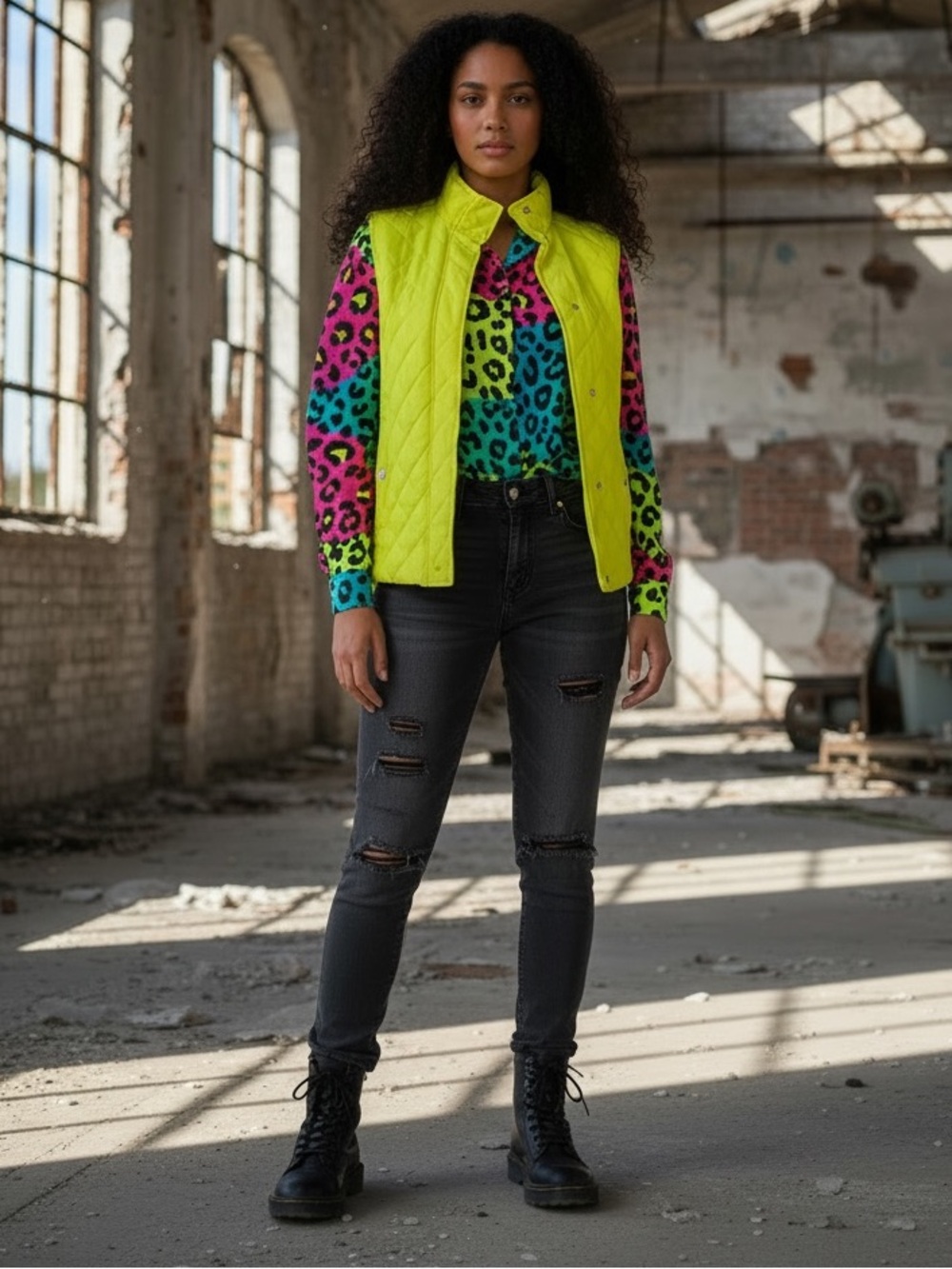 Black Rivet Neon Yellow Women's Puffer Vest, Size Small, NWOT